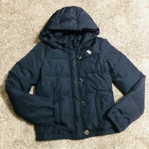 Abercrombie Navy Down Puffer Jacket with Hood